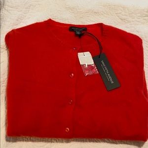 Saks red cashmere cardigan sweater